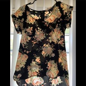 Pink Republic black floral shirt